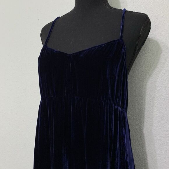 Madewell Midi Slip Dress Small Blue Crushed Velvet - Picture 1 of 11